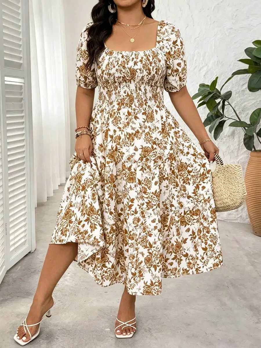 Plus Size Square Neck Floral Print Casual Summer Midi Dress
Plus Size Square Neck Floral Print Casual Summer Midi Dress