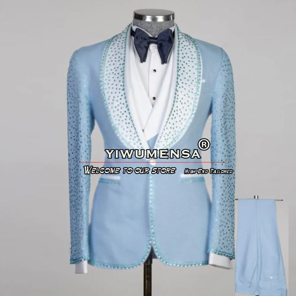 Tailored Made Wedding Suits For Men Slim Fit White Lapel Crystals Stone Beaded Prom Blazer 3 Pieces Formal Business Party Dress
Tailored Made Wedding Suits For Men Slim Fit White Lapel Crystals Stone Beaded Prom Blazer 3 Pieces Formal Business Party Dress