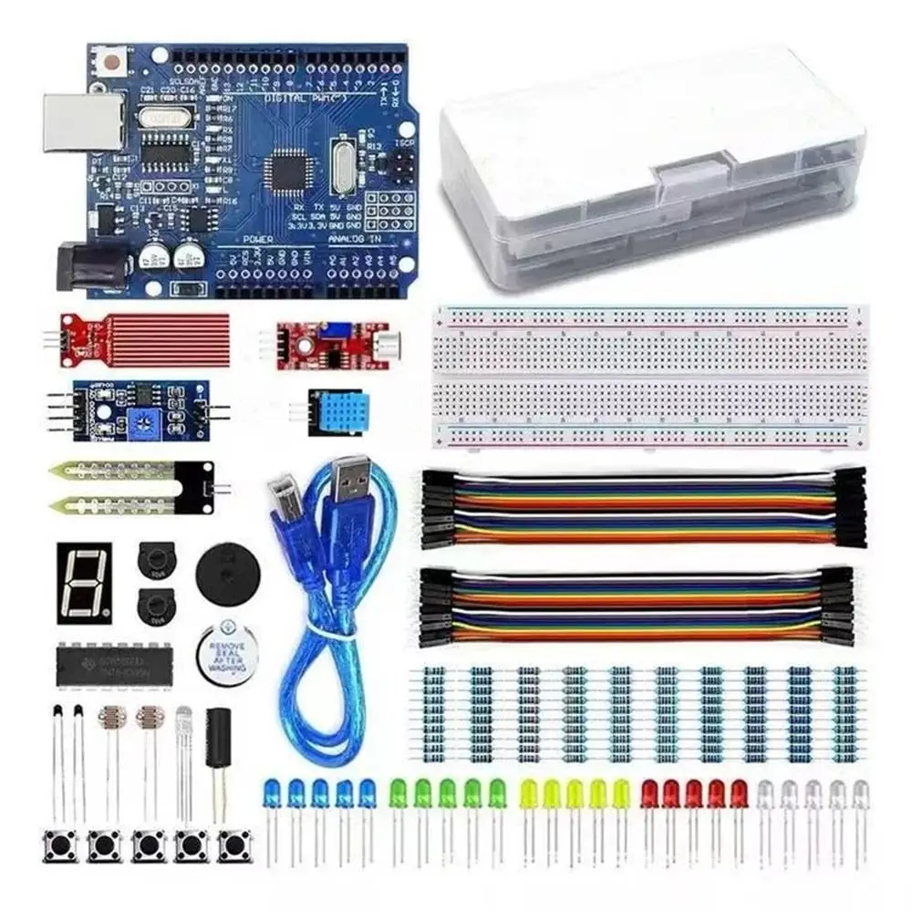 NEW Standard UNO R3 Kit DIY Professional Project Starter Kit Learning Electronic Component Set Electronic Accessories
NEW Standard UNO R3 Kit DIY Professional Project Starter Kit Learning Electronic Component Set Electronic Accessories