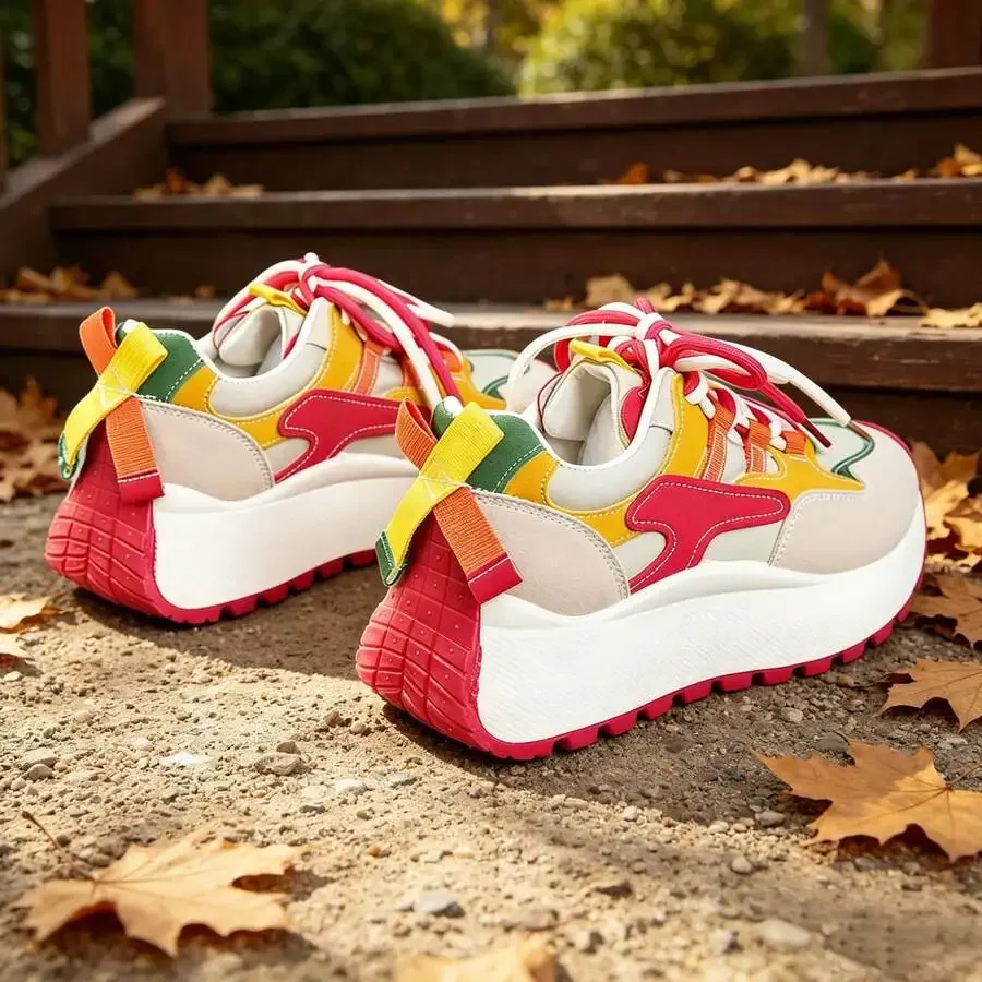 Colorful Blocky Platform Sneakers Lace-Up Casual Walking Shoes Unisex
Colorful Blocky Platform Sneakers Lace-Up Casual Walking Shoes Unisex