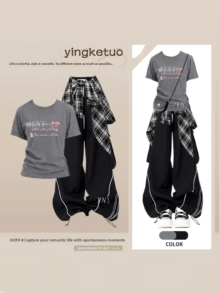 Korean Plaid Shirt Short Sleeve Three Piece Set Women's Summer Anti Aging Lazy Sport Style Fashion Set Wide Leg Pants
Korean Plaid Shirt Short Sleeve Three Piece Set Women's Summer Anti Aging Lazy Sport Style Fashion Set Wide Leg Pants