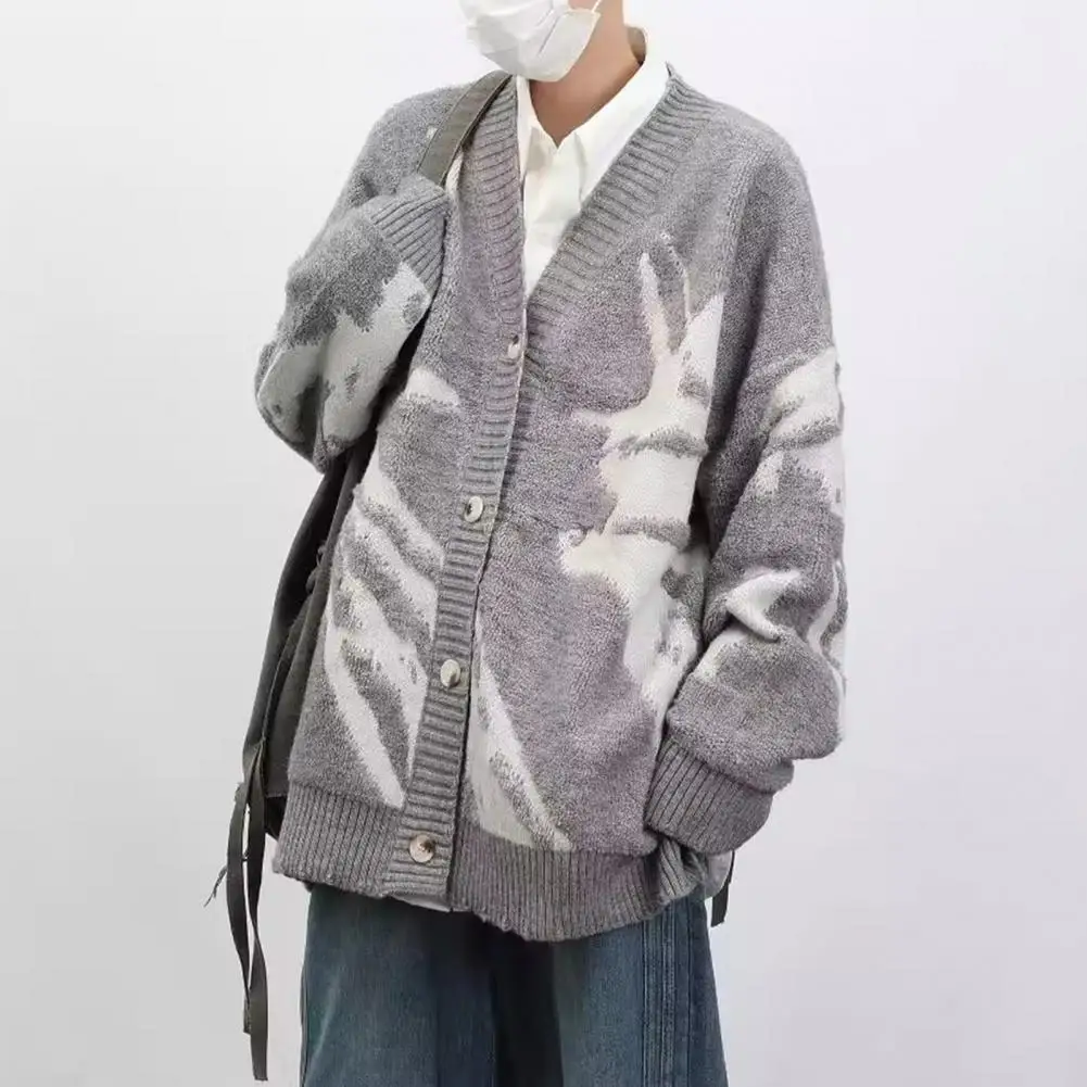 Irregular Print Cardigan Retro American Style Men's V Neck Cardigan Sweater with Contrast Color Knitted Coat Hop for A
Irregular Print Cardigan Retro American Style Men's V Neck Cardigan Sweater with Contrast Color Knitted Coat Hop for A