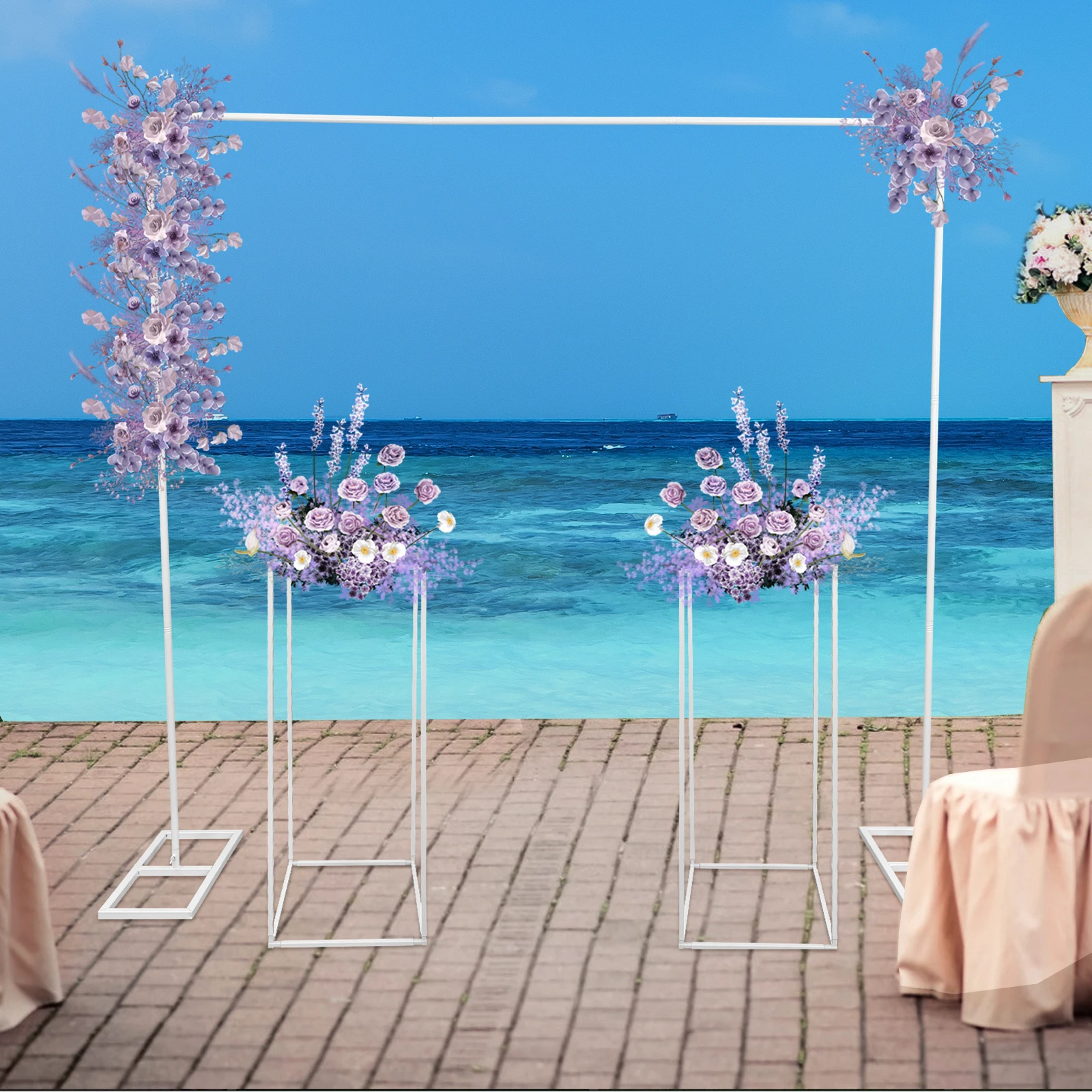 2*2m Wedding Arch Backdrop Stand w/ 2 Flower Stands, 6.6FT x 6.6FT Wedding Arches for Ceremony, Balloon Arch Stand
2*2m Wedding Arch Backdrop Stand w/ 2 Flower Stands, 6.6FT x 6.6FT Wedding Arches for Ceremony, Balloon Arch Stand