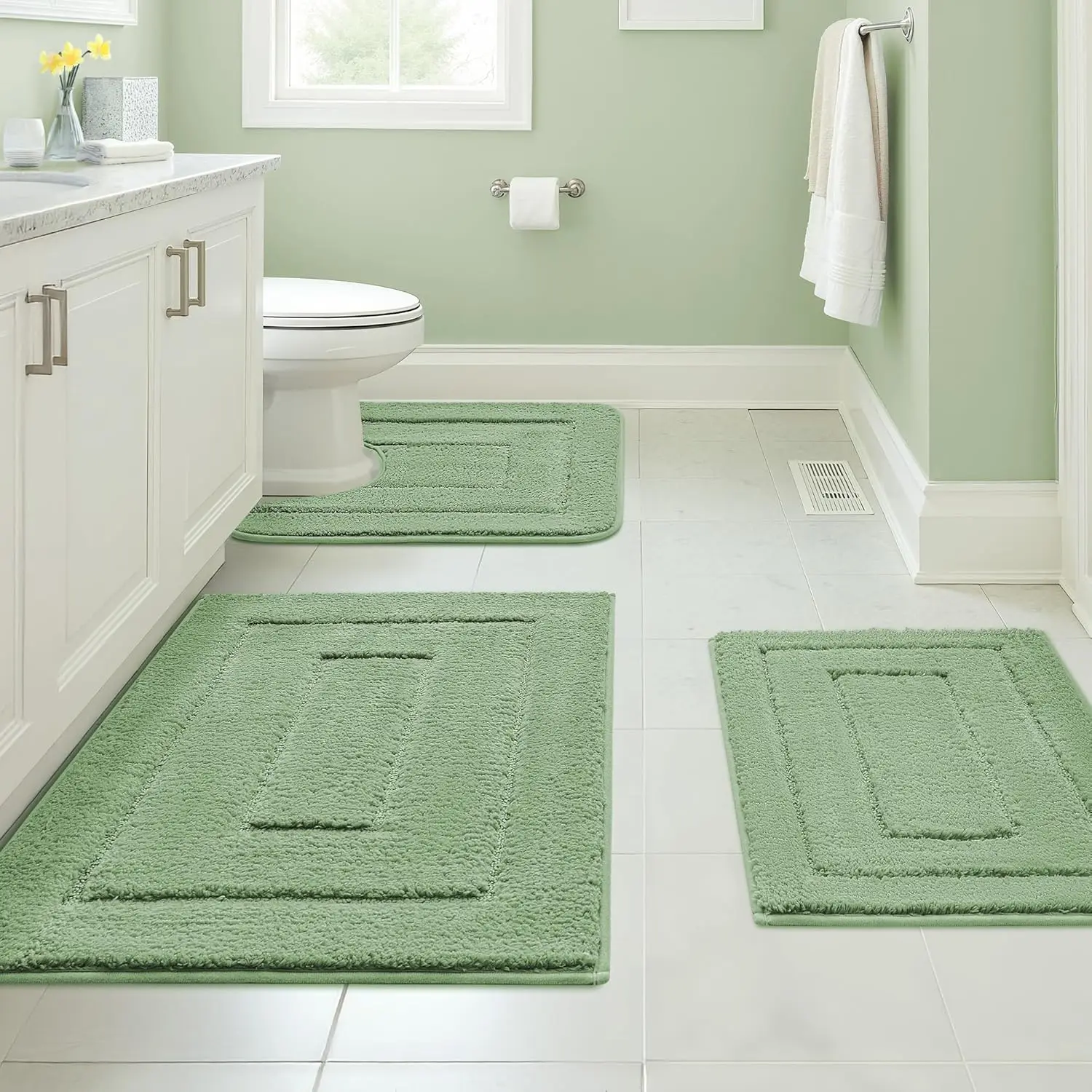 Bathroom Rugs Sets 3 Piece, Soft Absorbent Microfiber Bath Mats for Bathroom Non Slip Washable, U-Shaped Toilet Bath Rug
Bathroom Rugs Sets 3 Piece, Soft Absorbent Microfiber Bath Mats for Bathroom Non Slip Washable, U-Shaped Toilet Bath Rug