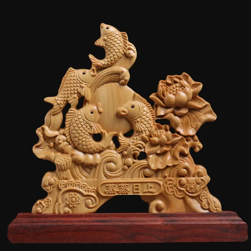 solid wood Arowana decorative ornaments Double-sided hollow hand-carved Wooden Home Living Room Office Statue
solid wood Arowana decorative ornaments Double-sided hollow hand-carved Wooden Home Living Room Office Statue