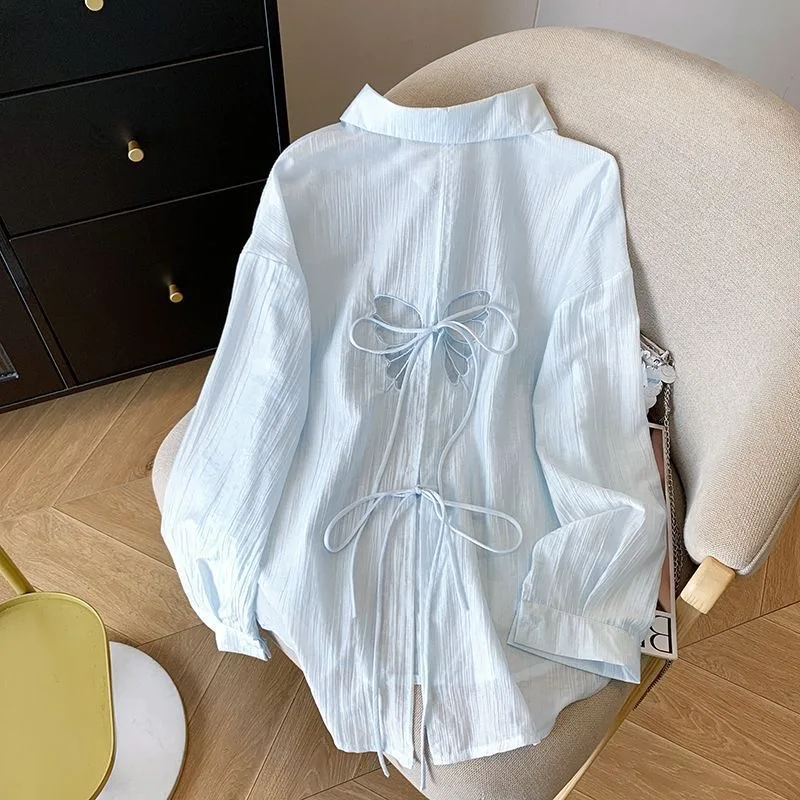 Blue Hollow out Belted Sun Protection irt Jaet Women's Summer 2025 New Loose Thin Outerwear Top
Blue Hollow out Belted Sun Protection irt Jaet Women's Summer 2025 New Loose Thin Outerwear Top