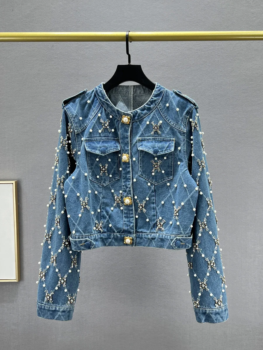 Trendy Street Sle Heavy Embellied Diamond Jeans Jaet Women's Slim Fit Spring New Arrival ort Outerwear Coat
Trendy Street Sle Heavy Embellied Diamond Jeans Jaet Women's Slim Fit Spring New Arrival ort Outerwear Coat