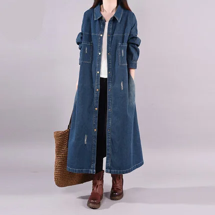 Spring Long Denim Shirt Dress Women's plus Size Loose Fitting Elegant Style Knee-Length Casual Wear for Summer Season
Spring Long Denim Shirt Dress Women's plus Size Loose Fitting Elegant Style Knee-Length Casual Wear for Summer Season