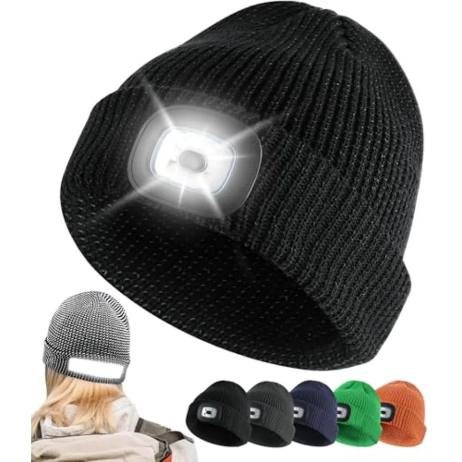 Rechargeable LED reflective hat for fishing and winter outdoor use, acrylic knit beanie in navy blue with bright white light an
Rechargeable LED reflective hat for fishing and winter outdoor use, acrylic knit beanie in navy blue with bright white light an