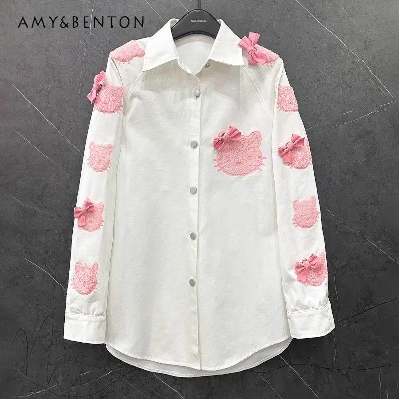 2025 Spring Autumn New Sweet Cartoon Long-sleeved Single-breasted Denim Shirt Women's Loose Sweet Medium And Long Blouse Jacket
2025 Spring Autumn New Sweet Cartoon Long-sleeved Single-breasted Denim Shirt Women's Loose Sweet Medium And Long Blouse Jacket