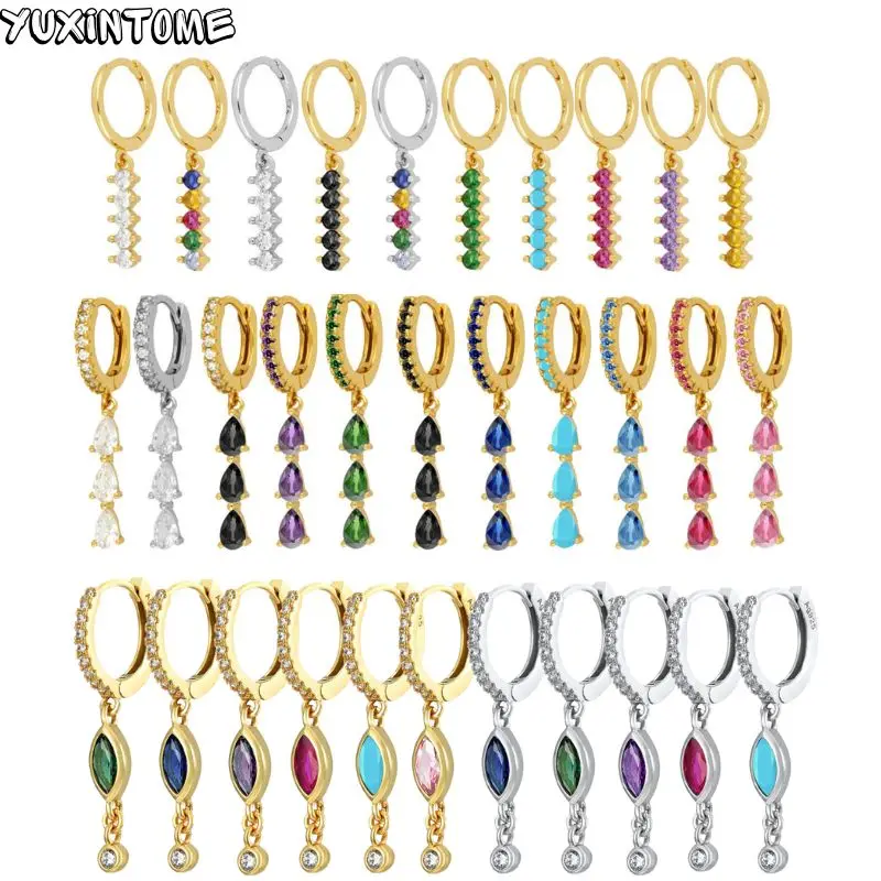 925 Sterling Silver Needle Nine Color Water Drop Zircon Pendant Hoop Earrings for Women Exquisite Wedding Party Jewelry Earrings
925 Sterling Silver Needle Nine Color Water Drop Zircon Pendant Hoop Earrings for Women Exquisite Wedding Party Jewelry Earrings