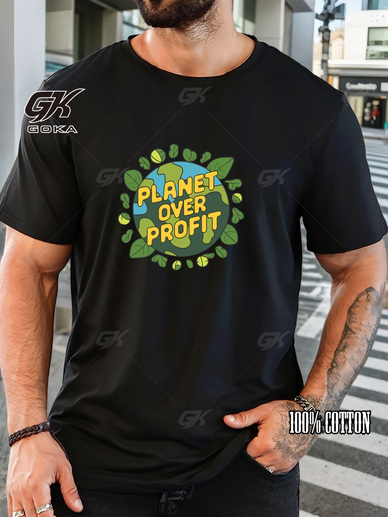 Men's PLANET OVER PROFIT Pattern 100% Pure Cotton Fashionable Casual Loose Pattern Printed Crew Neck Short T-shirt
Men's PLANET OVER PROFIT Pattern 100% Pure Cotton Fashionable Casual Loose Pattern Printed Crew Neck Short T-shirt