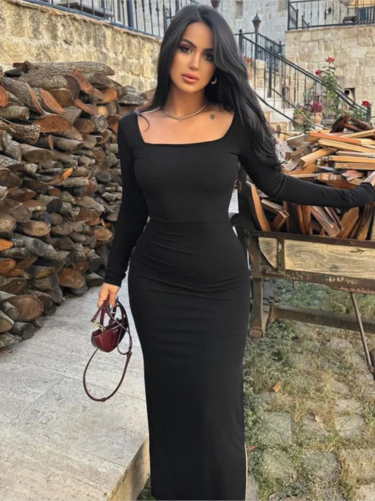 Sexy Bodycon Party Solid Color Long Dress For Women Long Sleeve Bandage Slim Dresses 2025 Spring New Fashion Vestidos Black Robe
Sexy Bodycon Party Solid Color Long Dress For Women Long Sleeve Bandage Slim Dresses 2025 Spring New Fashion Vestidos Black Robe