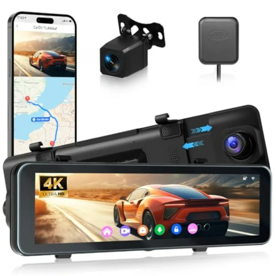 4K Mirror Dash Cam Front and Rear 10.88 Touch Screen Rear View Mirror Camera with GPS 4K UHD Front 1080P Rear ADAS Night Vision
4K Mirror Dash Cam Front and Rear 10.88 Touch Screen Rear View Mirror Camera with GPS 4K UHD Front 1080P Rear ADAS Night Vision