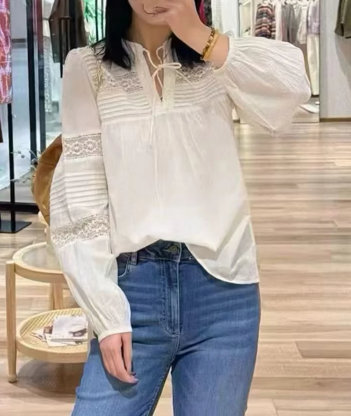 Women's Loose Fit Lace Hollow out Bubble Sleeve Shirt Spring Summer New Style Cotton Long Sleeve V Neck Breathable Top
Women's Loose Fit Lace Hollow out Bubble Sleeve Shirt Spring Summer New Style Cotton Long Sleeve V Neck Breathable Top