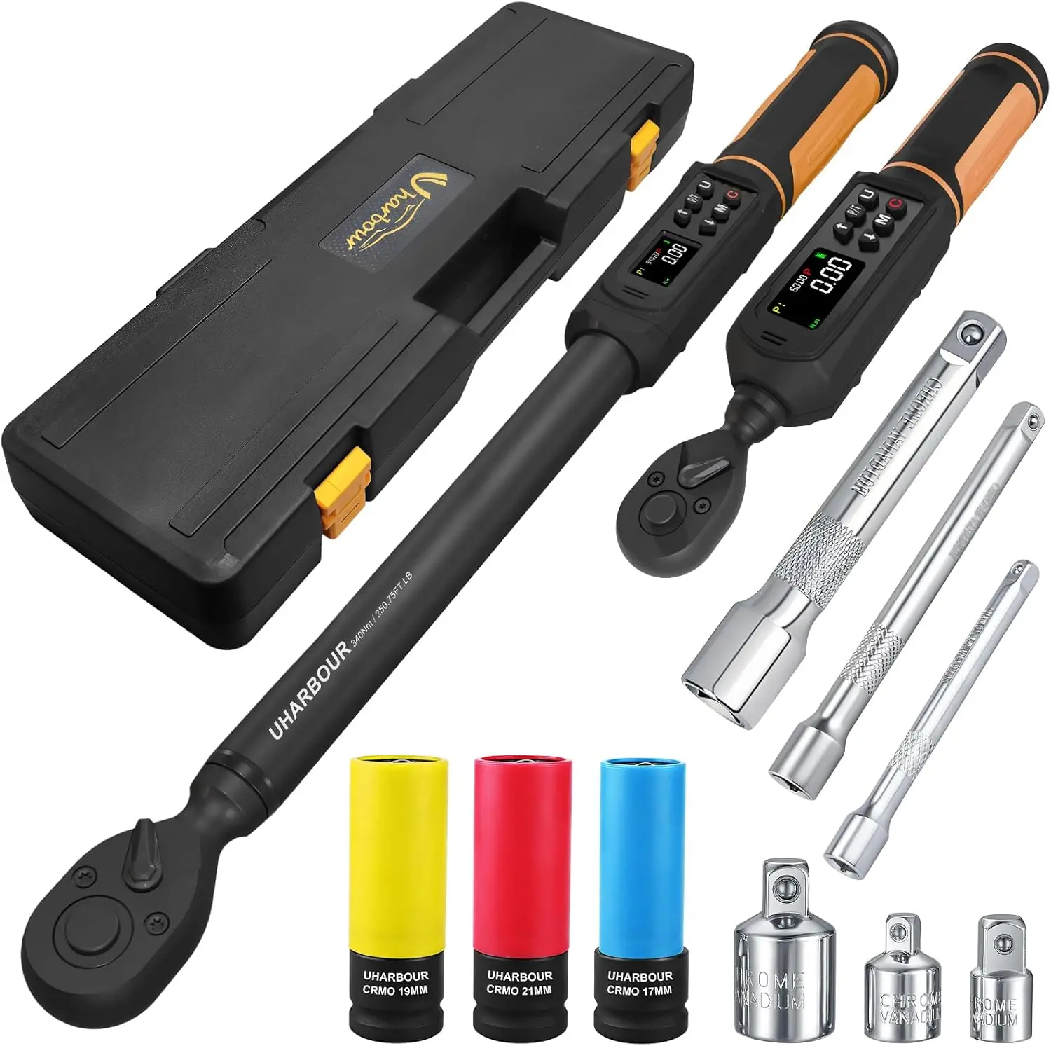Digital Torque Wrench Set 1/2 3/8 Inch with Dual Direction Ratchet 3 8-250 8 Ft lb Range ±1 Accuracy Vibration Buzzer LED Alert
Digital Torque Wrench Set 1/2 3/8 Inch with Dual Direction Ratchet 3 8-250 8 Ft lb Range ±1 Accuracy Vibration Buzzer LED Alert