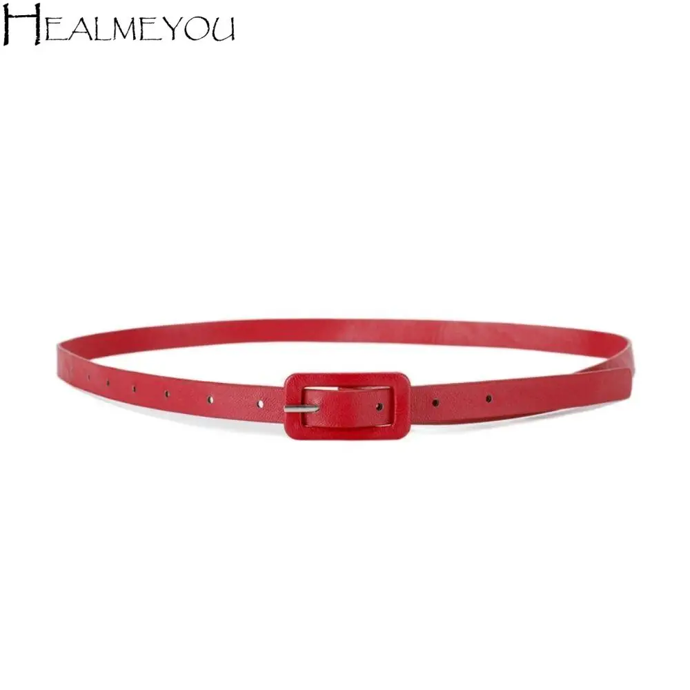 Metal Buckle PU Leather Belt Slim Side Korean Style Thin Waist Belt All-match Dress Decoration Candy Color Waistband Daily 
Metal Buckle PU Leather Belt Slim Side Korean Style Thin Waist Belt All-match Dress Decoration Candy Color Waistband Daily