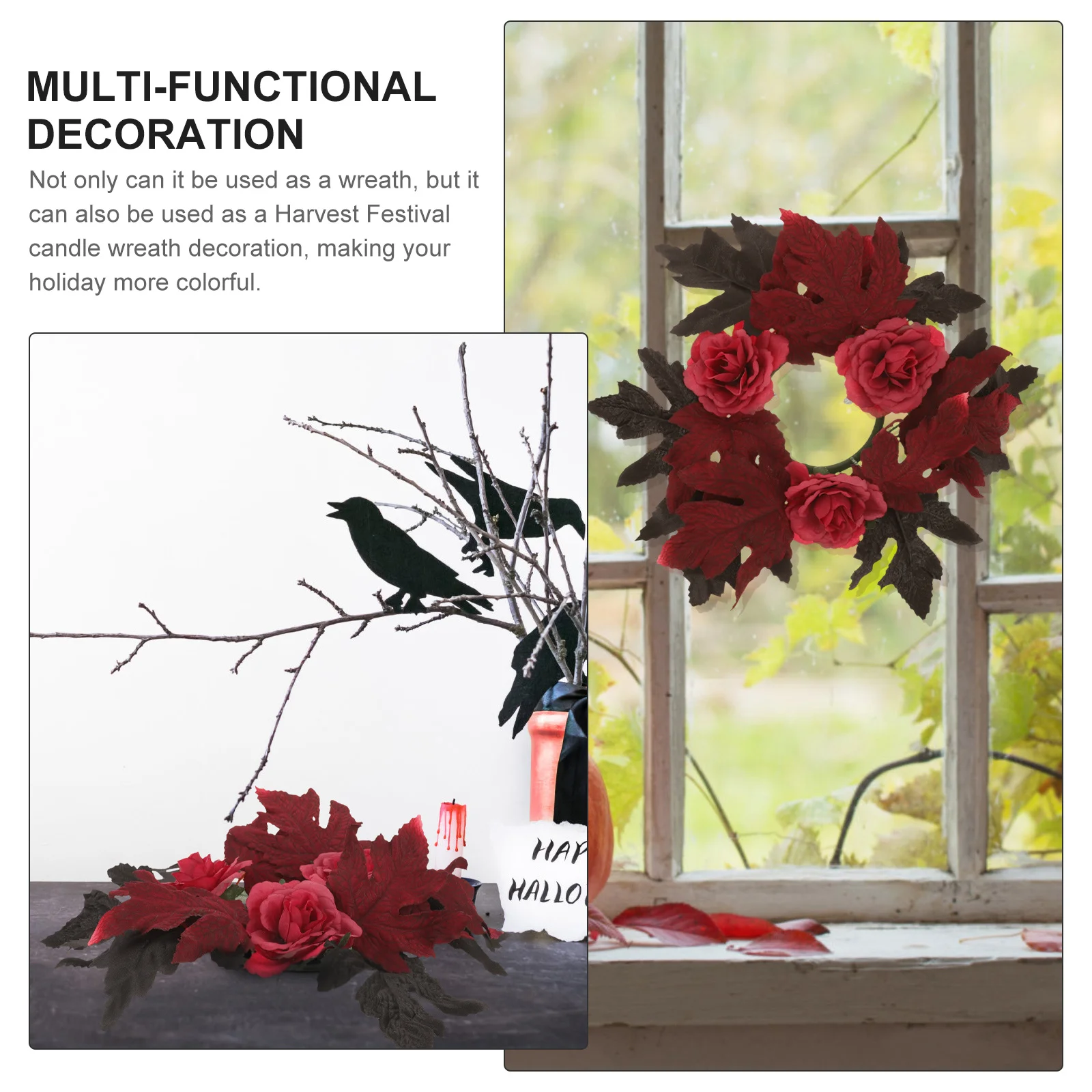 Ring Wreath Realistic Artificial Leaf Ring Halloween Centerpiece Holiday Door Wall Decoration Romantic
Ring Wreath Realistic Artificial Leaf Ring Halloween Centerpiece Holiday Door Wall Decoration Romantic