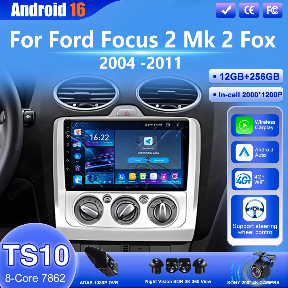 Android 16 For Ford Focus 2 Mk 2 Fox 2004-2011 Car GPS Navigation Carplay Multimedia Video Player Head Unit 4G Bluetooth Car DVD
Android 16 For Ford Focus 2 Mk 2 Fox 2004-2011 Car GPS Navigation Carplay Multimedia Video Player Head Unit 4G Bluetooth Car DVD