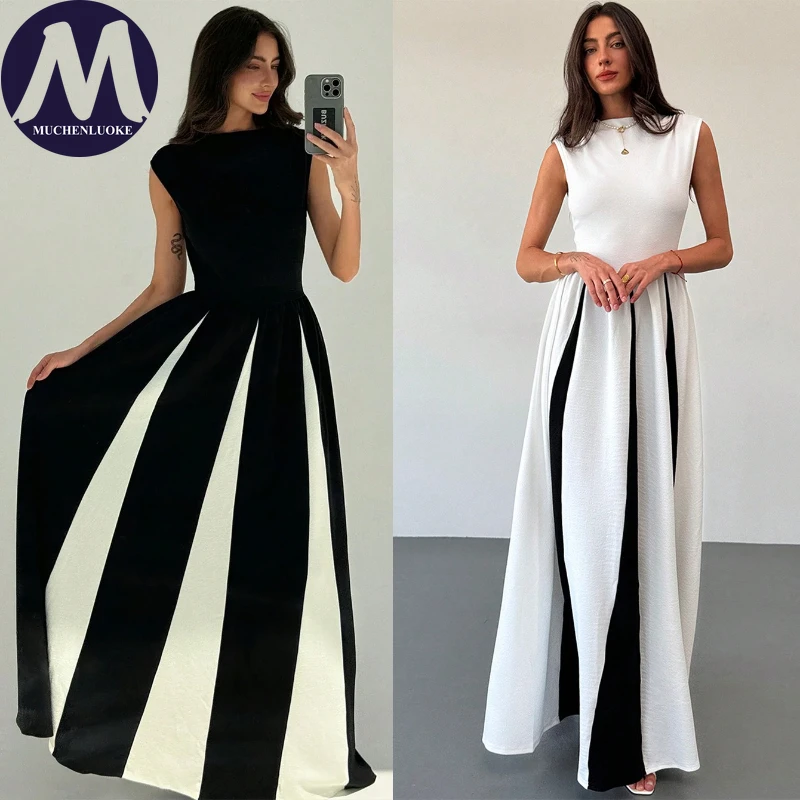 Elegant Womens Dresses Summer New Casual Color Block Half High Collar Sleeveless Dress Fashionable Slim Fit Party Evening Dress
Elegant Womens Dresses Summer New Casual Color Block Half High Collar Sleeveless Dress Fashionable Slim Fit Party Evening Dress