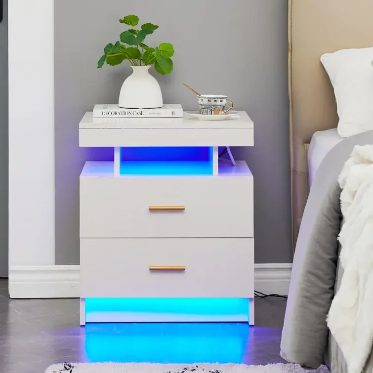 Living Room side Table with 2 Drawers for Bedroom smart Lighted Bedside Table led Nightstands
Living Room side Table with 2 Drawers for Bedroom smart Lighted Bedside Table led Nightstands