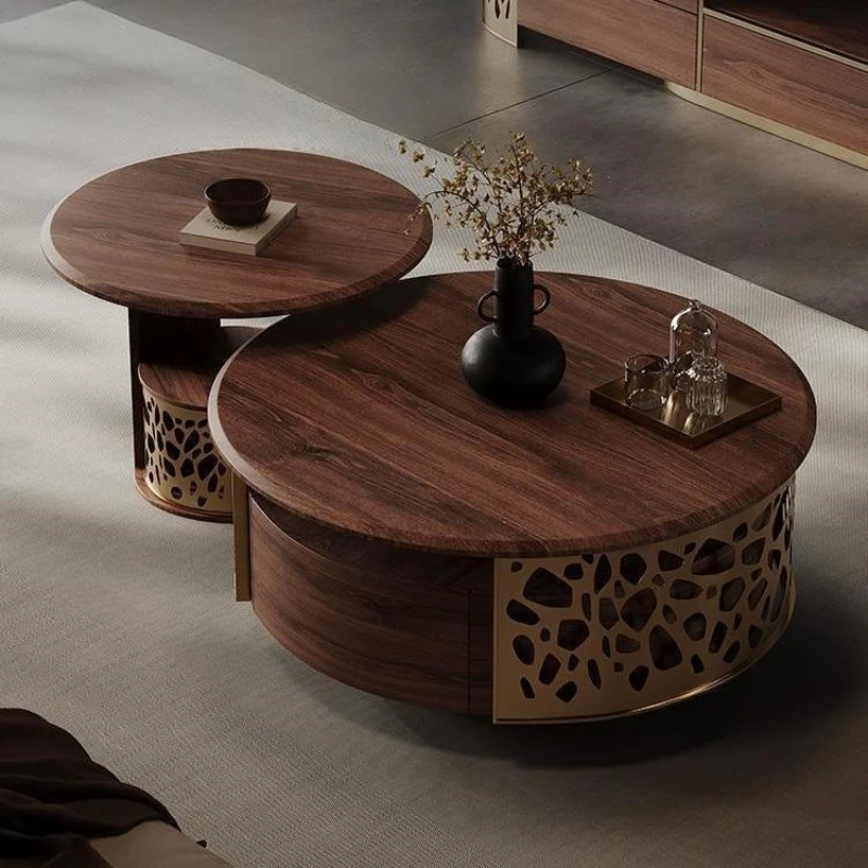 Modern simple round small apartment walnut solid wood with draw living room household coffee table TV cabinet combination
Modern simple round small apartment walnut solid wood with draw living room household coffee table TV cabinet combination