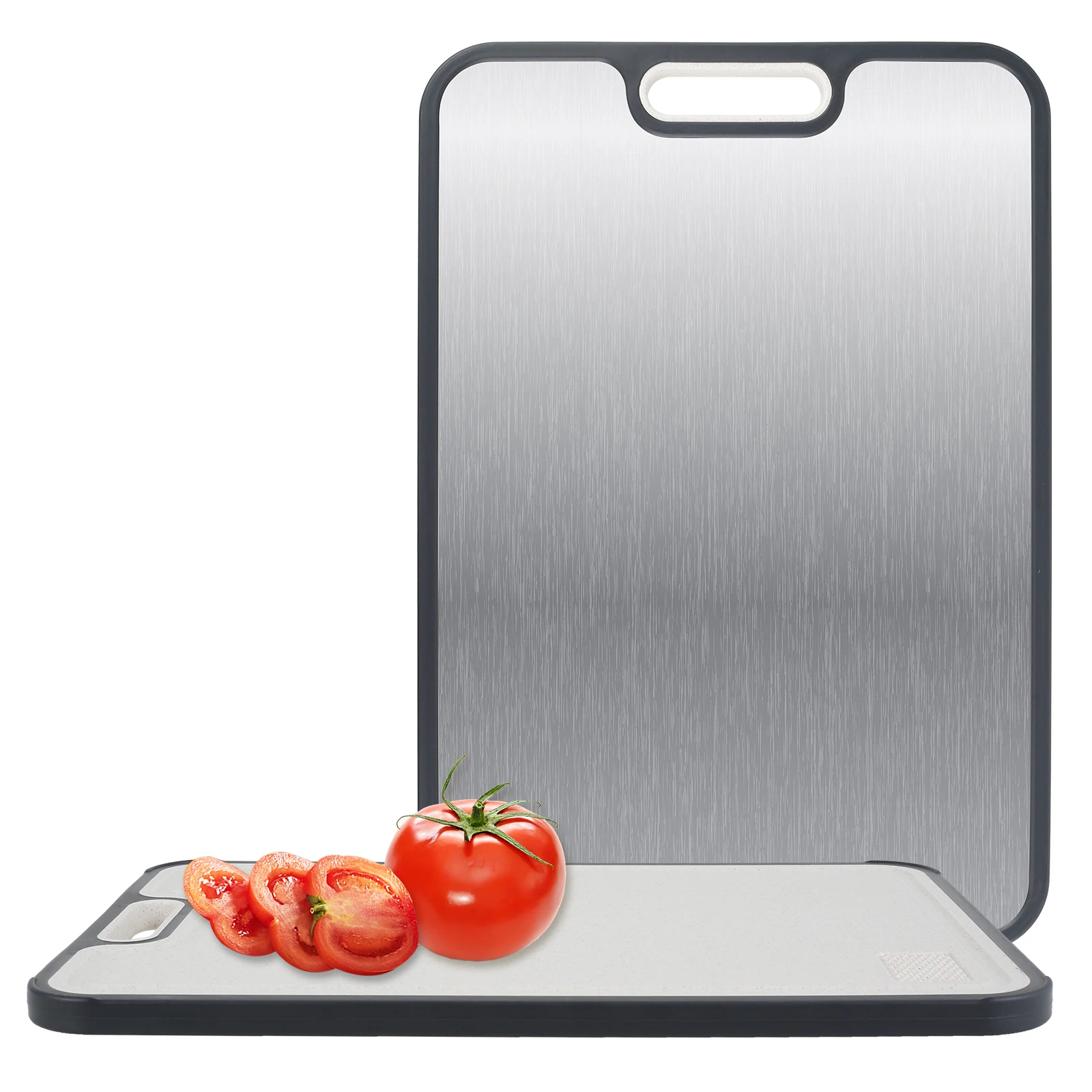 Double Sided Cutting Board Kitchen Chopping Board Sturdy Stainless Steel and PP Cutting Board with Grinding Area for Fruit
Double Sided Cutting Board Kitchen Chopping Board Sturdy Stainless Steel and PP Cutting Board with Grinding Area for Fruit