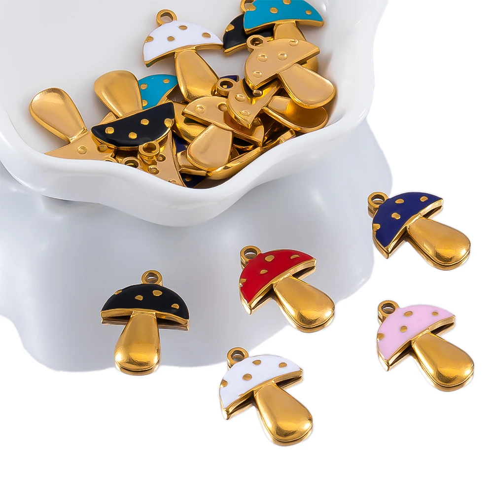 2pcs Stainless Steel Gold Color Mushroom Dropping Oil Pendants For DIY Necklaces Earring Jewelry Accessory Personalized Material
2pcs Stainless Steel Gold Color Mushroom Dropping Oil Pendants For DIY Necklaces Earring Jewelry Accessory Personalized Material