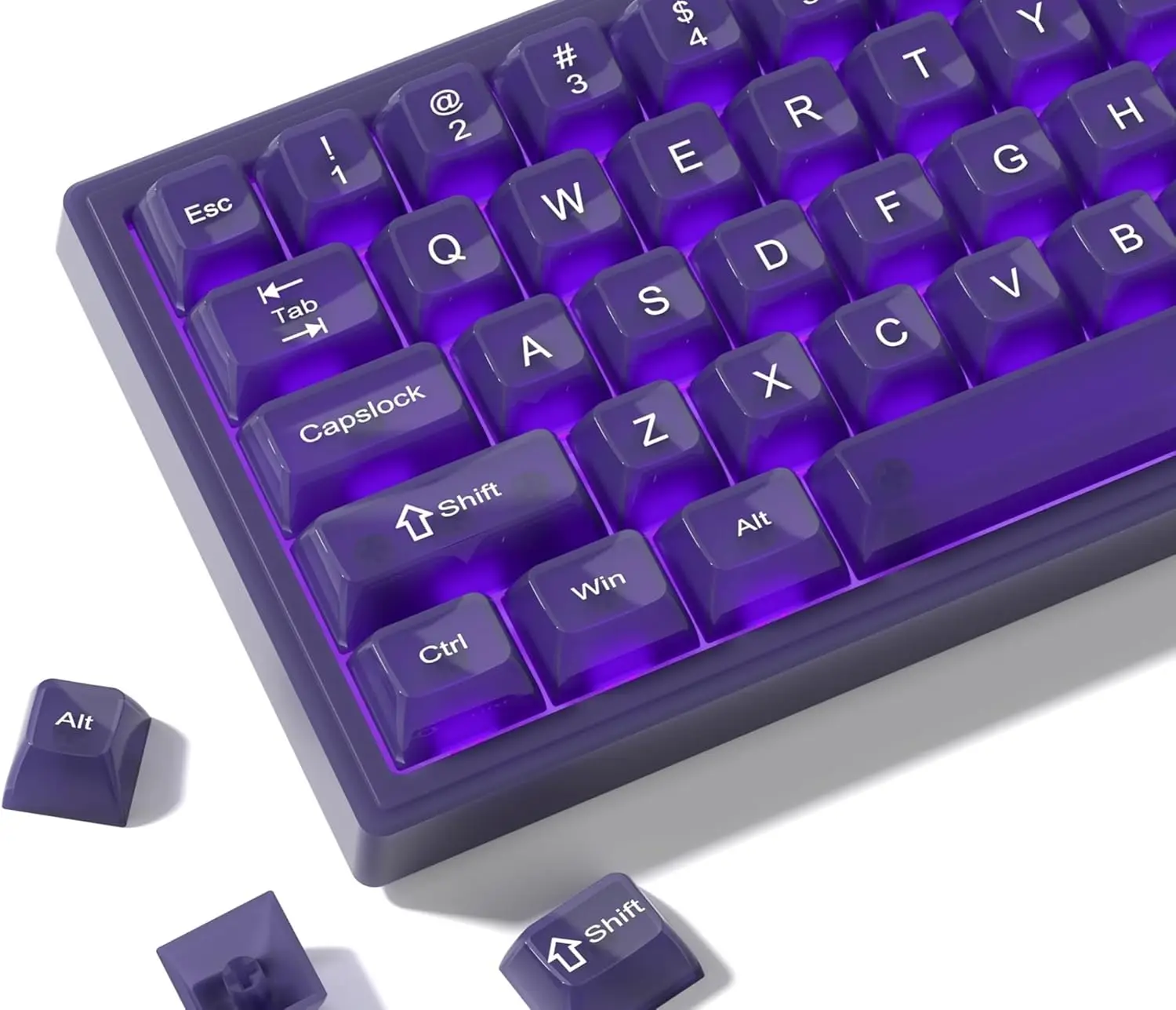 Keyboard Keycaps Jelly Purple Cute Keycaps Transparent Clear Custom Key Cap 60 65 75 100 Percent