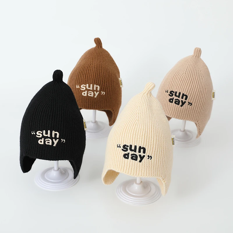 Cute Pointed Kint Hat Winter Warm Baby Ear Protection Hats 1-4year Toddler Earmuffs Cap Letter Embroidery Children Woolen Beanie 
Cute Pointed Kint Hat Winter Warm Baby Ear Protection Hats 1-4year Toddler Earmuffs Cap Letter Embroidery Children Woolen Beanie