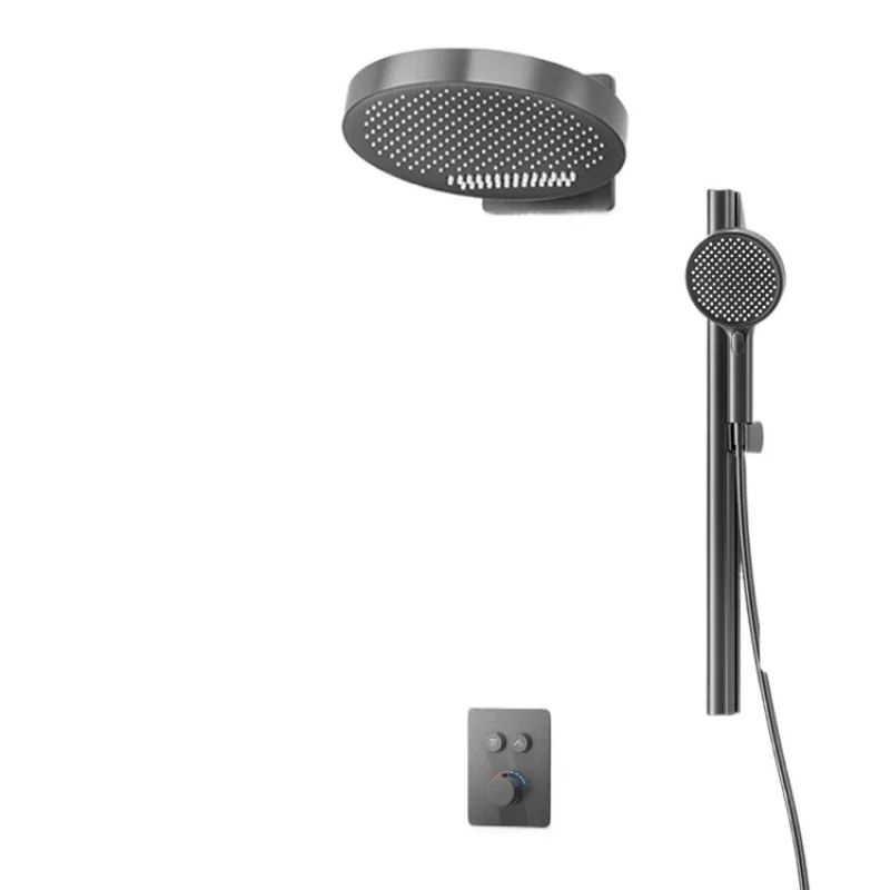 Gun ash concealed shower set, simple pre-embedded wall type household shower, constant temperature milk white 
Gun ash concealed shower set, simple pre-embedded wall type household shower, constant temperature milk white