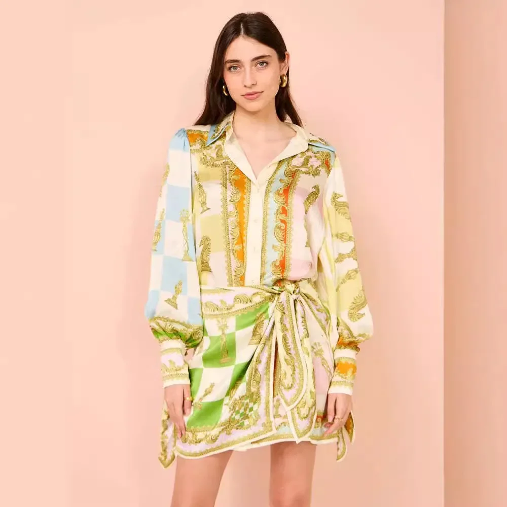Women Chic Blouse Short Dress Vintage Print Fashion Long Sleeve Mini Dresses Casual Elegant Holiday Party Female New Trend 2024
Women Chic Blouse Short Dress Vintage Print Fashion Long Sleeve Mini Dresses Casual Elegant Holiday Party Female New Trend 2024