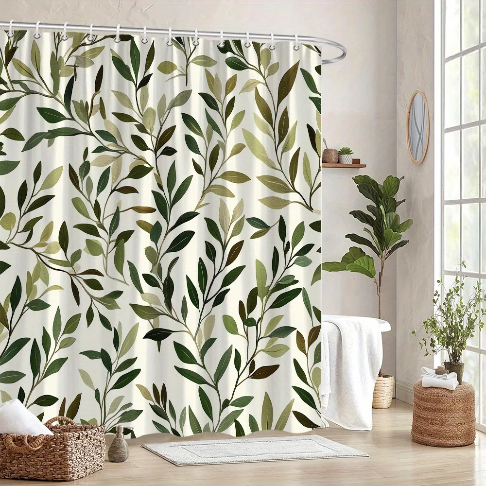 Leafy Branches Shower Curtain - Green & Brown Botanical Design, Light Cream Background, 12 Hooks, Machine Washable, Bath Decor
Leafy Branches Shower Curtain - Green & Brown Botanical Design, Light Cream Background, 12 Hooks, Machine Washable, Bath Decor