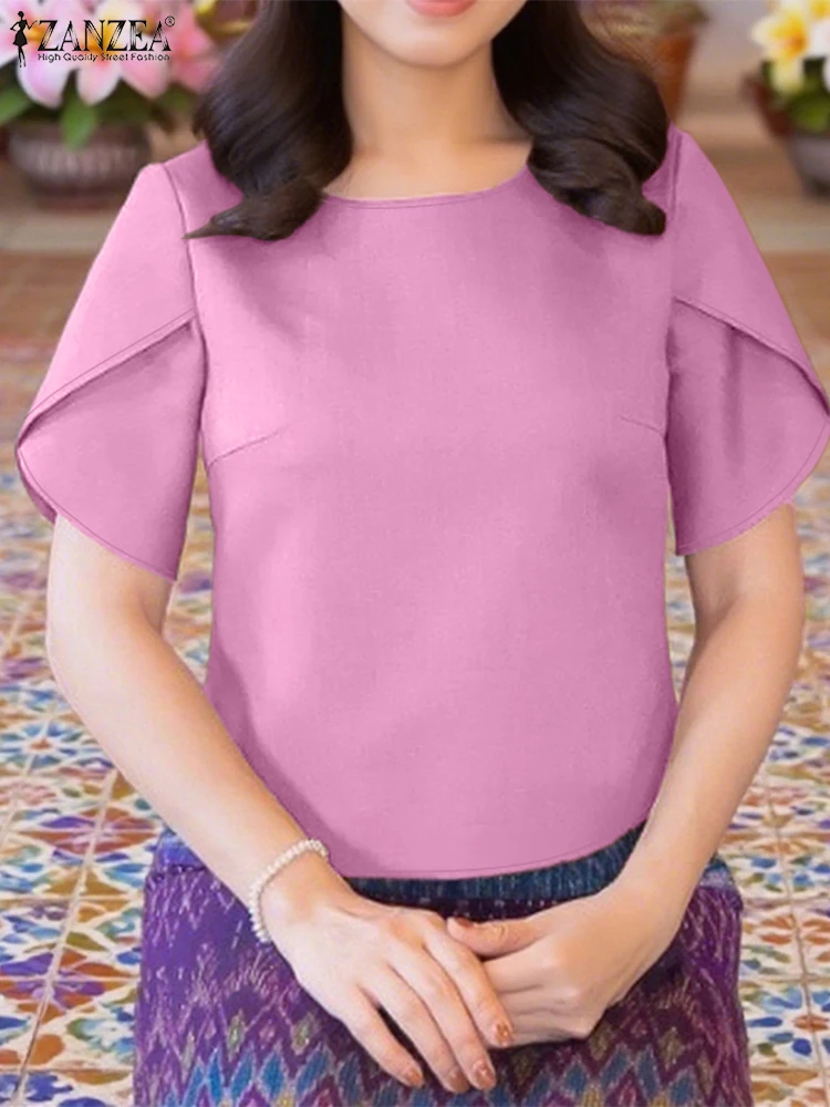 ZANZEA Women Elegant Blouse Casual Solid Color Tops 2025 Summer Short Sleeve O-neck Blusas Oversized Fashion Tunic S-3XL
ZANZEA Women Elegant Blouse Casual Solid Color Tops 2025 Summer Short Sleeve O-neck Blusas Oversized Fashion Tunic S-3XL
