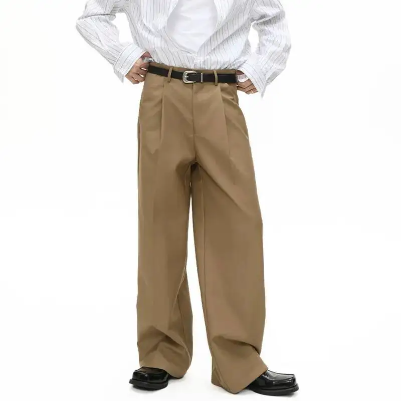 New Simple Men's Suit Pants Solid Color Pleated Design Casual Drape Wide Leg Straight All-match Loose Male Trousers
New Simple Men's Suit Pants Solid Color Pleated Design Casual Drape Wide Leg Straight All-match Loose Male Trousers