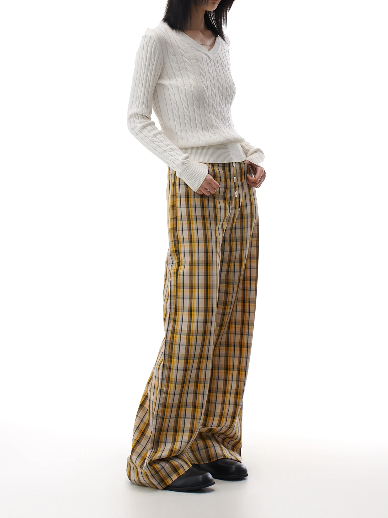 Ladies Plaid Straight Leg Casual Pants Loose Fit High Waist Button Closure Other Material Wide Leg Spring New Sle Vintage S...
Ladies Plaid Straight Leg Casual Pants Loose Fit High Waist Button Closure Other Material Wide Leg Spring New Sle Vintage S...