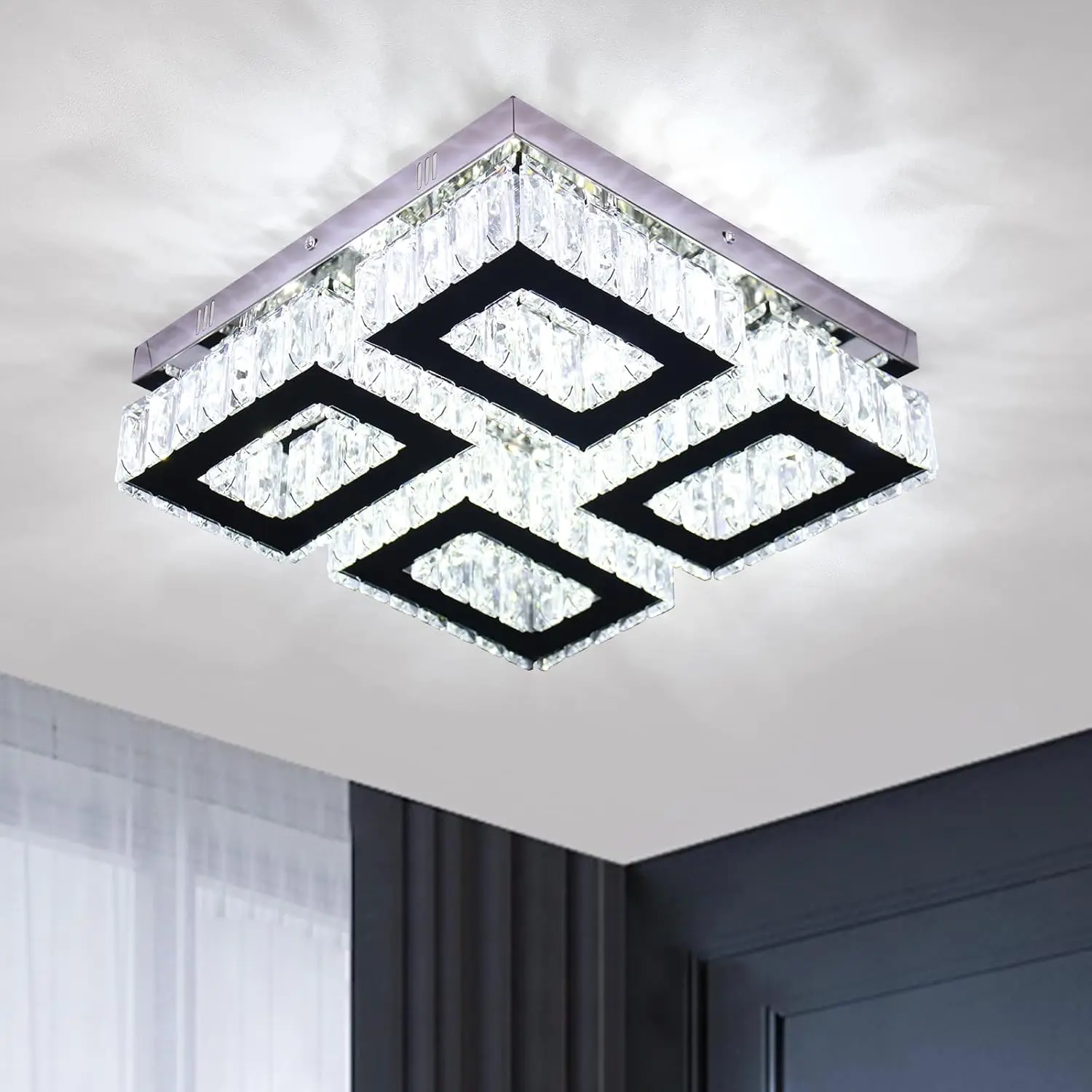 xychfantligh Rechteckiger moderner LED Kristall-Kronleuchter 4 Lichter Unterputz Deckenleuchte für Esszimmer Schlafzimmer Wohnzi
xychfantligh Rechteckiger moderner LED Kristall-Kronleuchter 4 Lichter Unterputz Deckenleuchte für Esszimmer Schlafzimmer Wohnzi
