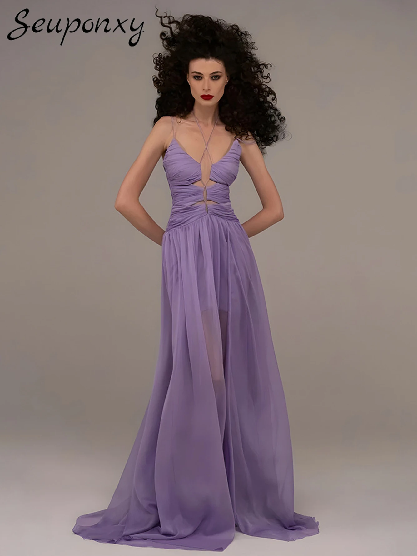 High Quality Women's Sexy Sleeveless Hanging Neck Hollow Pleated Maxi Dress Elegant Evening Celebrity Club Party Dress Vestidos
High Quality Women's Sexy Sleeveless Hanging Neck Hollow Pleated Maxi Dress Elegant Evening Celebrity Club Party Dress Vestidos