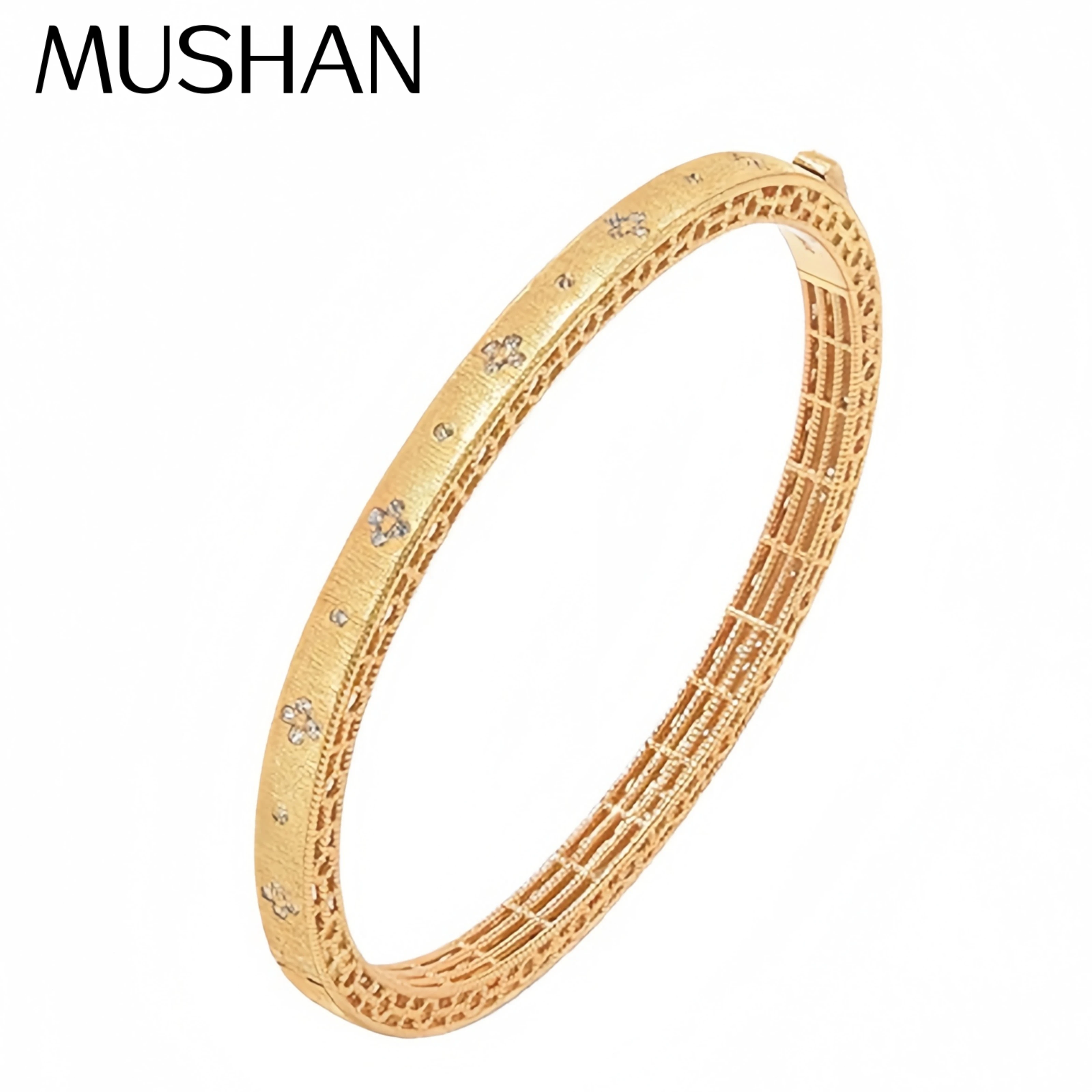 Mushan Luxury Brand Four Leaf Clover Ltalian Brushed Gold Craft Bangle 18K Gold Plated 925 Sterling Silver Bangles Fine Jewelry
Mushan Luxury Brand Four Leaf Clover Ltalian Brushed Gold Craft Bangle 18K Gold Plated 925 Sterling Silver Bangles Fine Jewelry