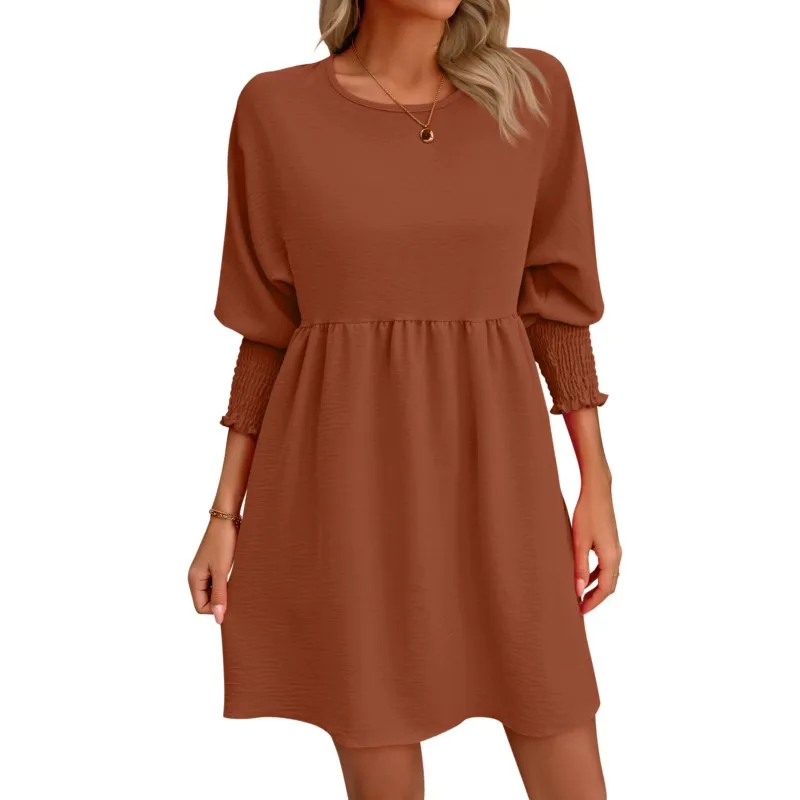 Ladies Spring/Autumn Solid Sweet Loose Round Neck Dress Holiday Street Style Slim Dress Autumn Casual Women's Long Sleeve Dress
Ladies Spring/Autumn Solid Sweet Loose Round Neck Dress Holiday Street Style Slim Dress Autumn Casual Women's Long Sleeve Dress
