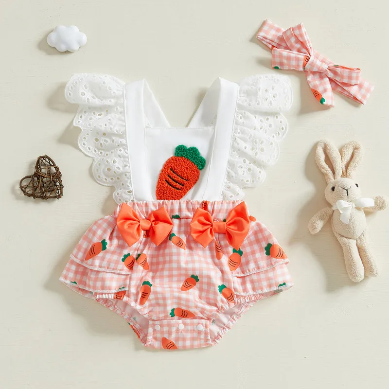 RUEWEY 0 to 18 Months Baby Girl Easter Bodysuit Summer Clothes Hollow Out Flying Sleeveless Square Neck Carrot Jumpsuit with Bow
RUEWEY 0 to 18 Months Baby Girl Easter Bodysuit Summer Clothes Hollow Out Flying Sleeveless Square Neck Carrot Jumpsuit with Bow