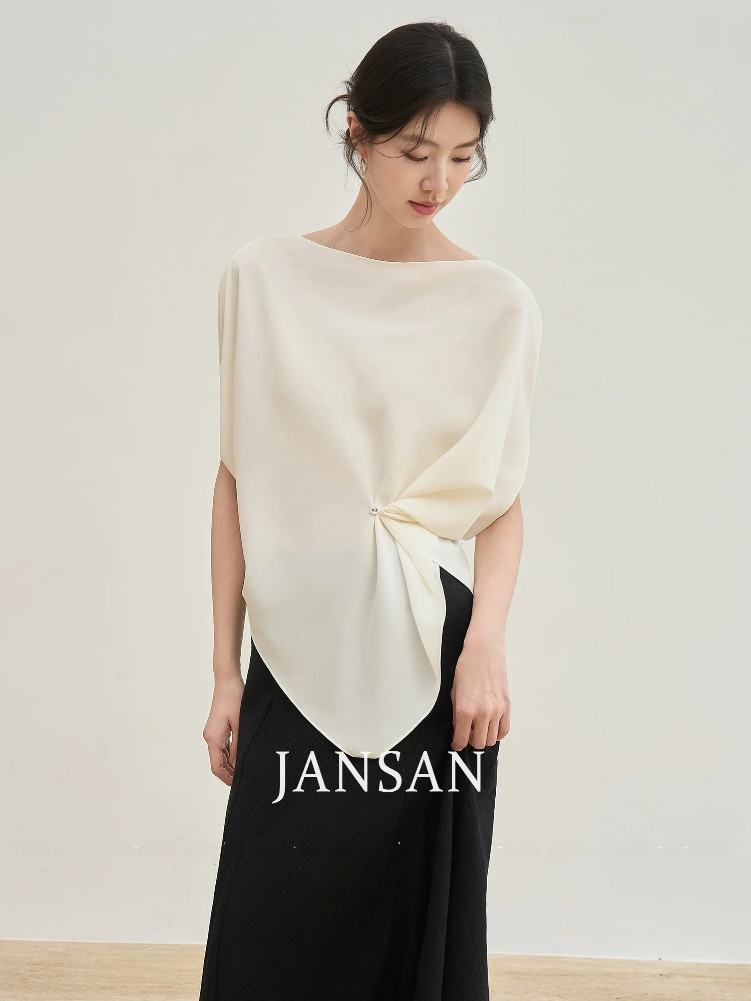 Jansan Elegant Short Sleeve Women's Shirt One-Shoulder Irregular Design Waist-Cinching Sleeve-Long Neckline Mid-Length Body
Jansan Elegant Short Sleeve Women's Shirt One-Shoulder Irregular Design Waist-Cinching Sleeve-Long Neckline Mid-Length Body