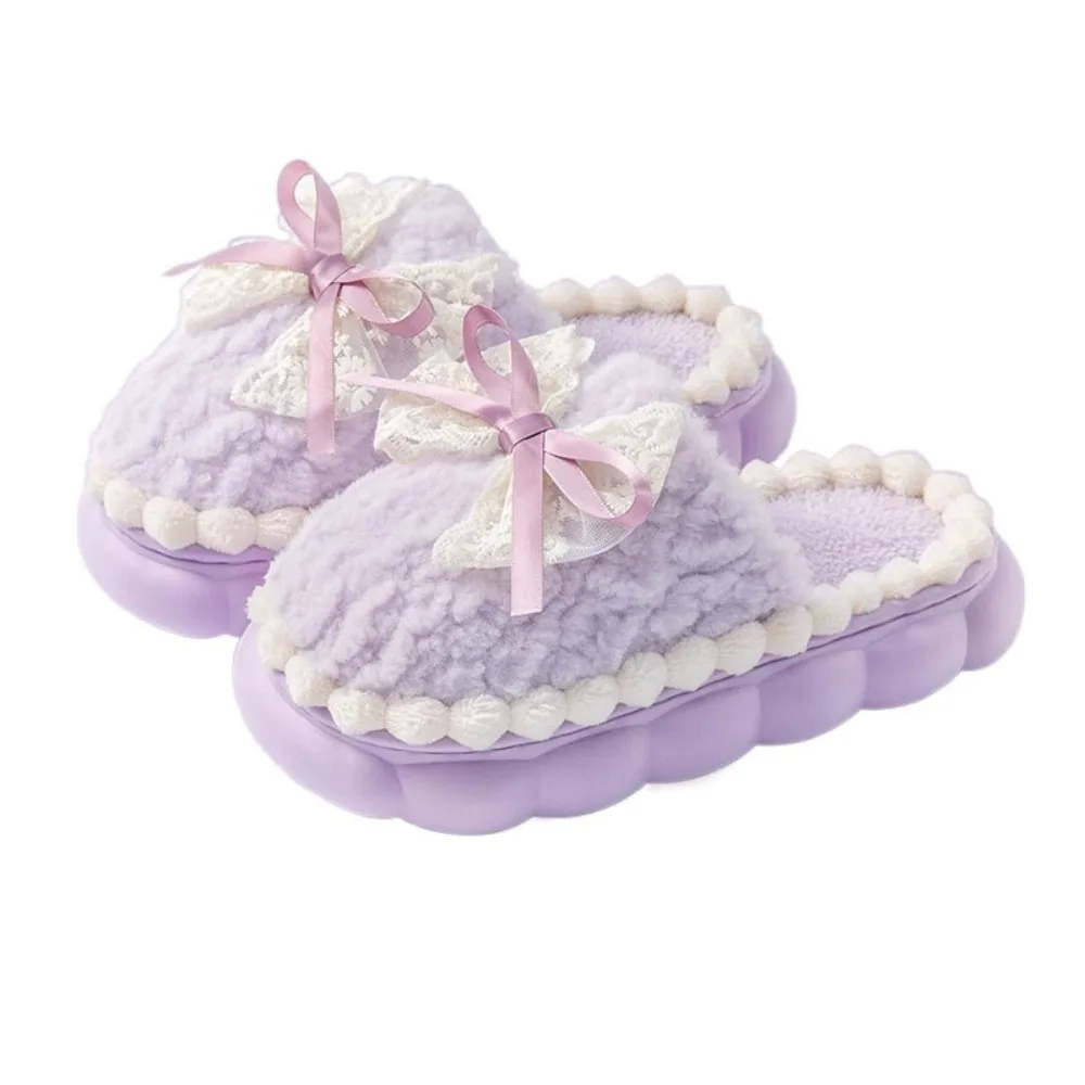 Casual Lace Bow Plush Bowtie Slippers Thick-soled Sweet Coral Fleece Slippers Non-slip Household Home Indoor Shoes Women
Casual Lace Bow Plush Bowtie Slippers Thick-soled Sweet Coral Fleece Slippers Non-slip Household Home Indoor Shoes Women