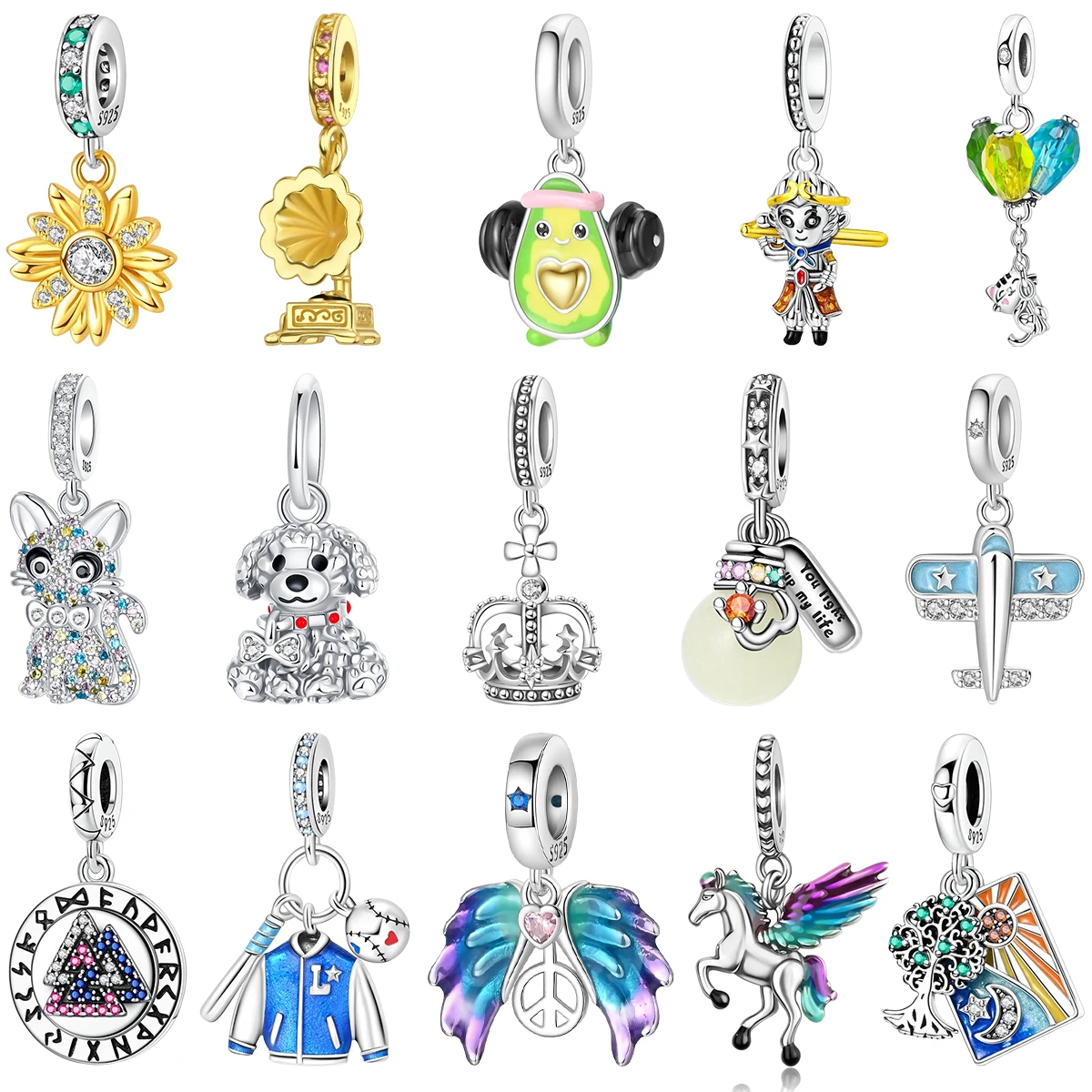 S925 Silver Cute Cartoon Avocado Sunflower King Unicorn Dog Plane Wing Crown Charm Gem DIY Bracelet Birthday Travel Gift Jewelry
S925 Silver Cute Cartoon Avocado Sunflower King Unicorn Dog Plane Wing Crown Charm Gem DIY Bracelet Birthday Travel Gift Jewelry
