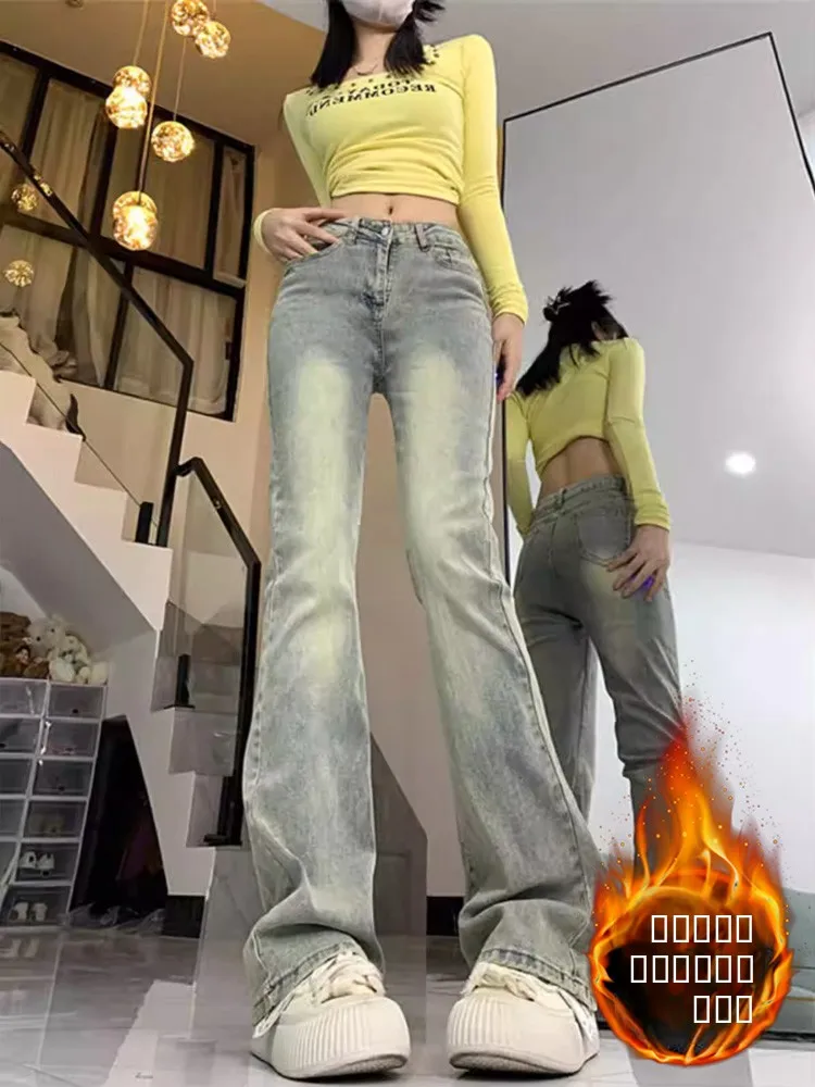 Эластичные расклешенные джинсы с высокой талией в стиле ретро, женские брюки-кльош, утягивающие зимние джинсовые брюки больших размеров
Эластичные расклешенные джинсы с высокой талией в стиле ретро, женские брюки-кльош, утягивающие зимние джинсовые брюки больших размеров