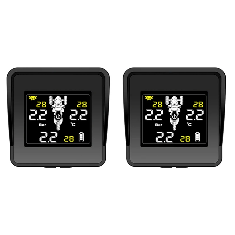 2X Solar Wireless Tire Pressure Monitoring System Motorcycle TPMS Tire Pressure Monitor LCD Display 3 External Sensors
2X Solar Wireless Tire Pressure Monitoring System Motorcycle TPMS Tire Pressure Monitor LCD Display 3 External Sensors