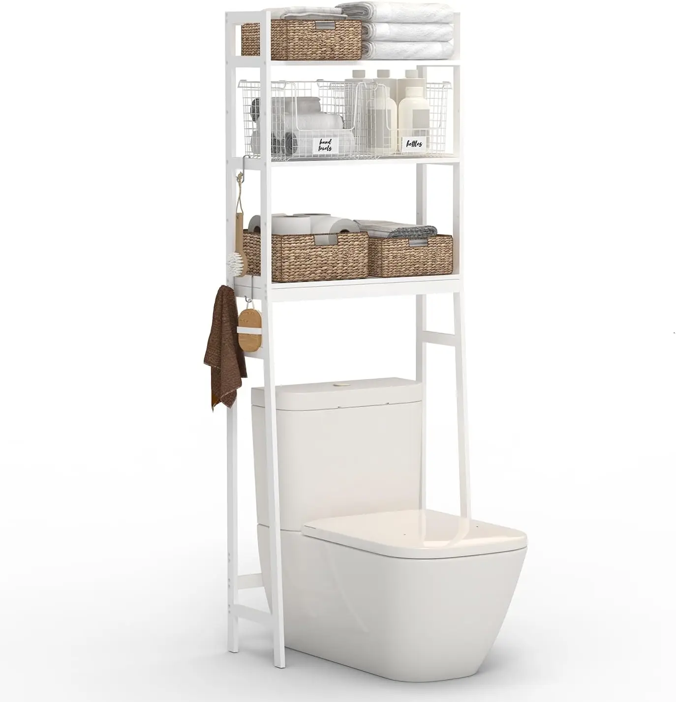 Over The Toilet Storage Rack, 3-Tier Over The Toilet Storage Shelf with 3 Hooks, Freestanding Above Toilet Bathroom Organizer
Over The Toilet Storage Rack, 3-Tier Over The Toilet Storage Shelf with 3 Hooks, Freestanding Above Toilet Bathroom Organizer