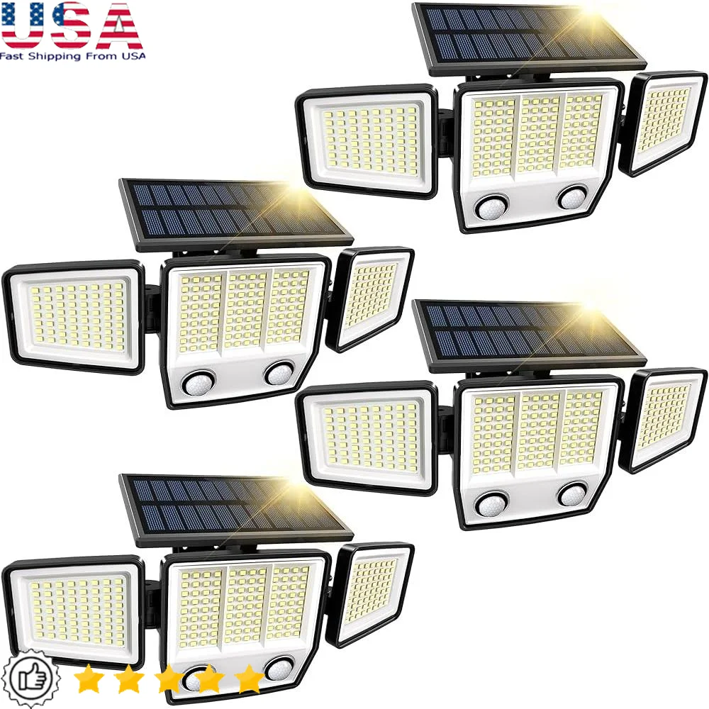 Waterproof Solar Motion Sensor Lights 3000LM Outdoor Flood Light 3 Modes Dual Sensor IP65 270° Illumination
Waterproof Solar Motion Sensor Lights 3000LM Outdoor Flood Light 3 Modes Dual Sensor IP65 270° Illumination