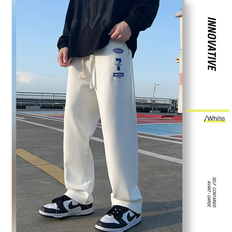 Summer White Waffle Sweatpants Men Korean Fashion Black Wide Leg Joggers Pants Mens Autumn Casual Wear Sports Trousers Joggers
Summer White Waffle Sweatpants Men Korean Fashion Black Wide Leg Joggers Pants Mens Autumn Casual Wear Sports Trousers Joggers