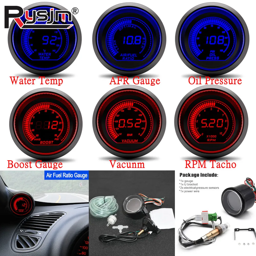 52mm Tachometer Voltage Boost Water Temp Oil Temp Oil Press ETG Gauge AFR Gauges LED Digital Display Car Gauge Red Blue Light
52mm Tachometer Voltage Boost Water Temp Oil Temp Oil Press ETG Gauge AFR Gauges LED Digital Display Car Gauge Red Blue Light